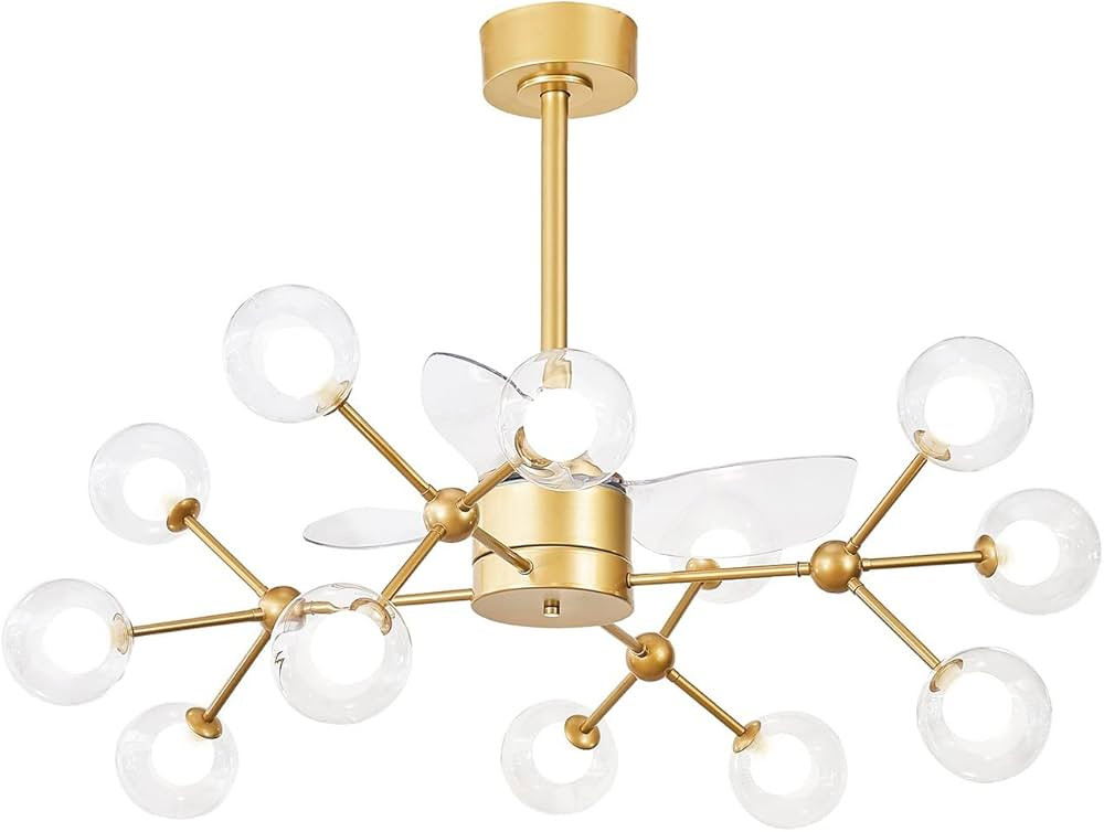 Ceiling Fan,52" Modern Ceiling Fan with Lights, 3 Blades Reversible,3 Glass Shades Included, Remo... | Amazon (US)