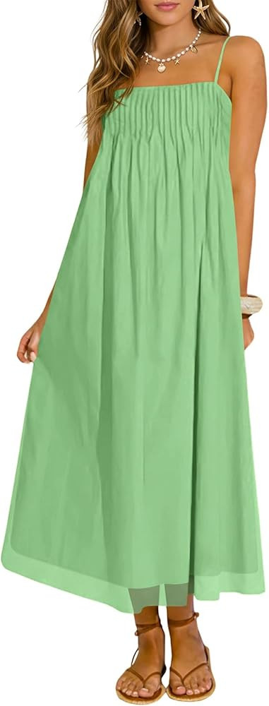 Wenrine Women's Summer Boho Maxi Dresses Spaghetti Straps Chiffon Casual Sundress Beach Vacation ... | Amazon (US)