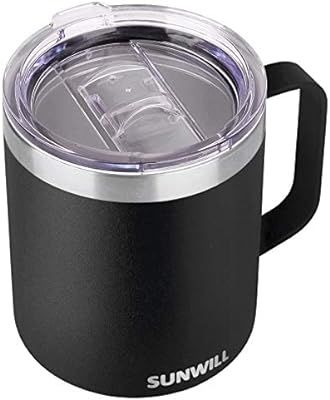 SUNWILL Coffee Mug with Handle, 14oz Insulated Stainless Steel Reusable Coffee Cup, Double Wall C... | Amazon (US)