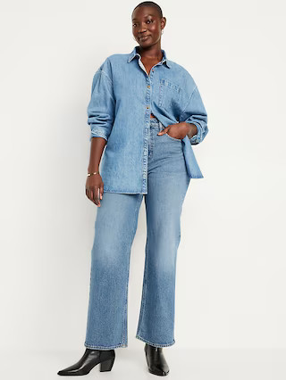 Curvy Extra High-Waisted Sky-Hi Wide-Leg Jeans | Old Navy (US)