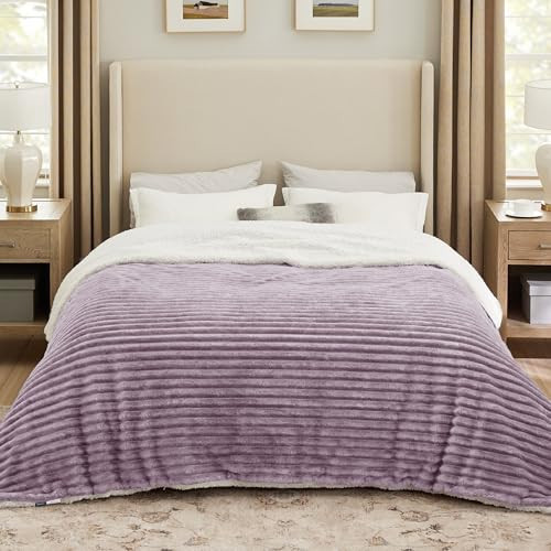 Bedsure Sherpa Blanket King Size for Bed - Super Soft Cozy Plush Fleece Thick Warm Blanket for Winter, Purple, 108x90 Inches | Amazon (US)