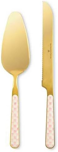 MACKENZIE-CHILDS 2-Piece Bistro Cake Serving Set, Stainless-Steel Cake Spatula and Knife, Pink-an... | Amazon (US)