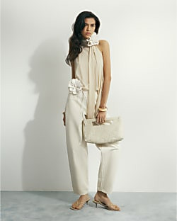 Cream Barrel Leg Jeans | River Island UK & IE