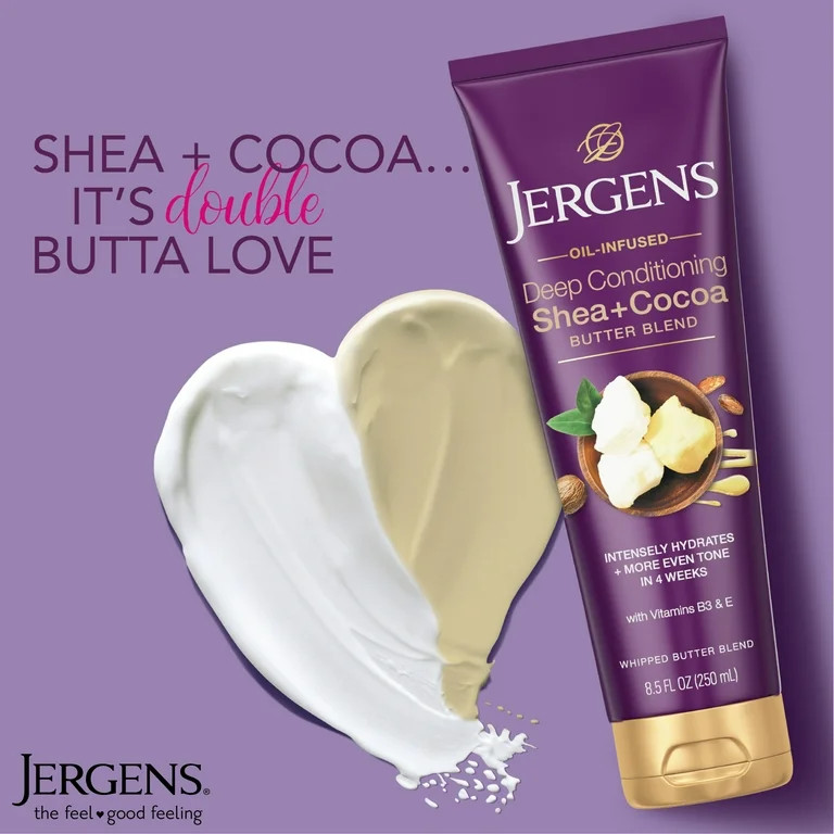 Jergens Deep Conditioning Lotion Shea + Cocoa Whipped Body Butter, Vitamin E, Dry Skin, 8.5 oz | Walmart (US)