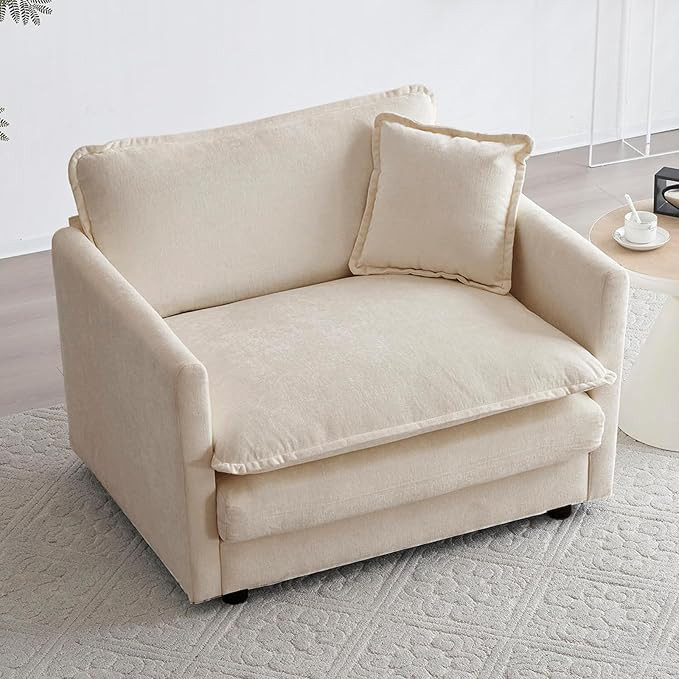 KIVENJAJA Chenille Single Sofa Chair, 41.4”W Oversized Accent Chairs, Modern Upholstered Deep S... | Amazon (US)