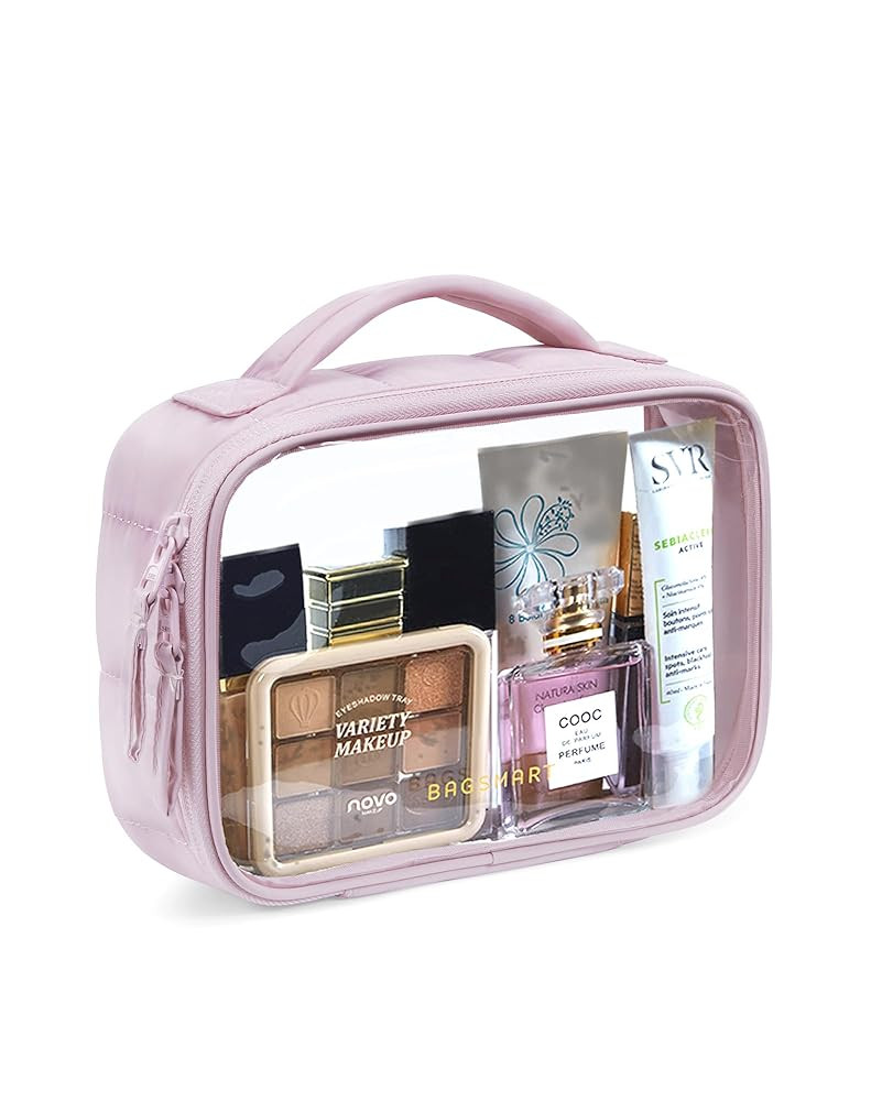 BAGSMART TSA-Approved Clear Toiletry Bag for Women Travel, Large Cosmetic Makeup Bag with Double ... | Amazon (US)