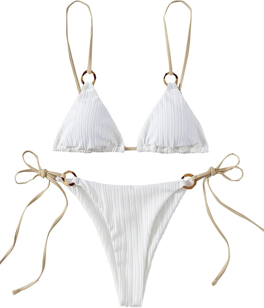 SOLY HUX Bikini Sets for Women 2 Piece Swimsuits Sexy High Cut Bathing Suit Spaghetti Strap Trian... | Amazon (US)