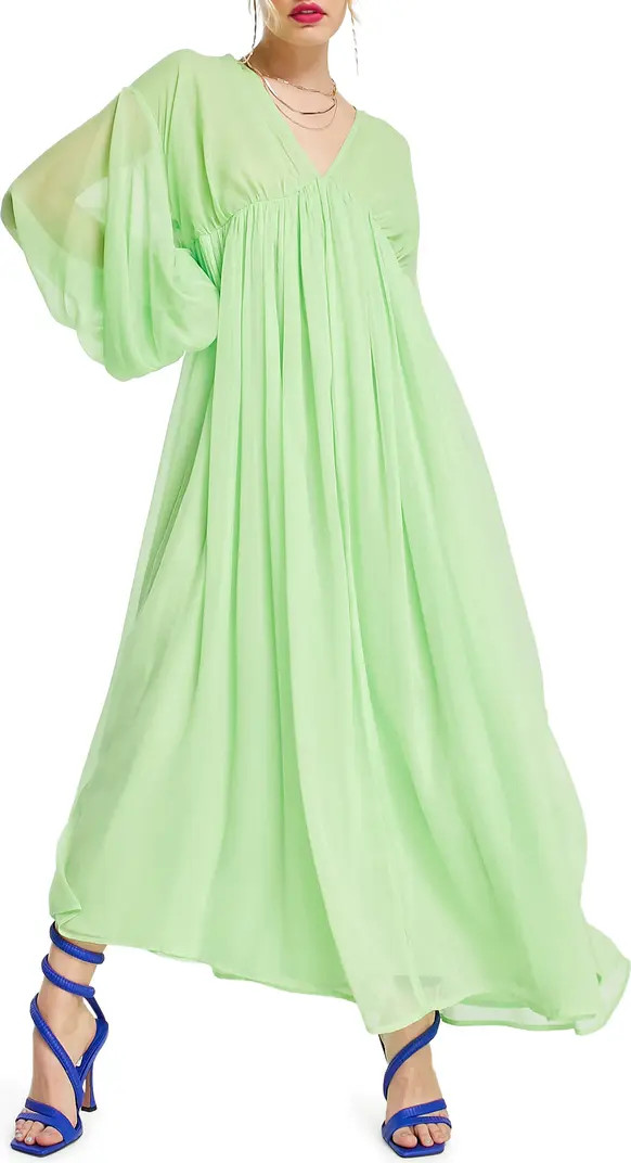 Deep V-Neck Long Sleeve Midi Dress | Nordstrom