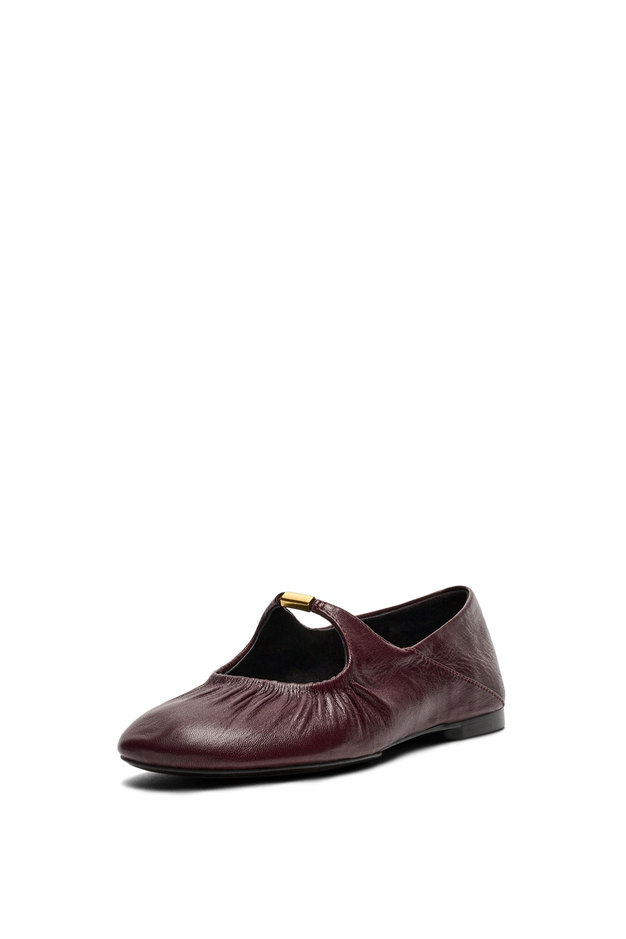 Soft leather ballet flat - BURGUNDY | Massimo Dutti UK