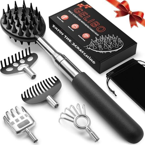 Gelibo Telescoping Back Scratcher with 5Pcs Detachable Heads,Stocking Stuffers for Men Birthday C... | Amazon (US)