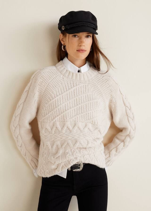 Contrasting knit sweater - Women | MANGO (US)