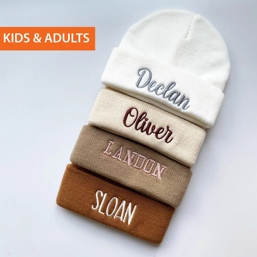 Embroidered Name Newborn Beanie Hat, Personalized Hat, Kids Name Hat, Unisex Toddler Hat, Newborn... | Etsy (US)