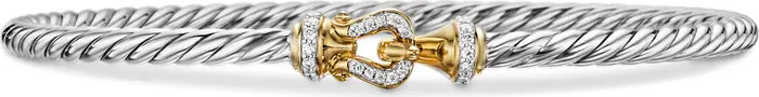 /Buckle Classic Cable Bracelet in Sterling Silver with 18K Yellow Gold and Diamonds | Nordstrom
