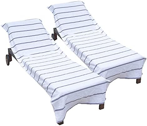 Arkwright Pool Chair Covers (Oversized:30x85 Inch, 2-Pack), Cotton Chaise Lounge Cover with 8 Inch D | Amazon (US)