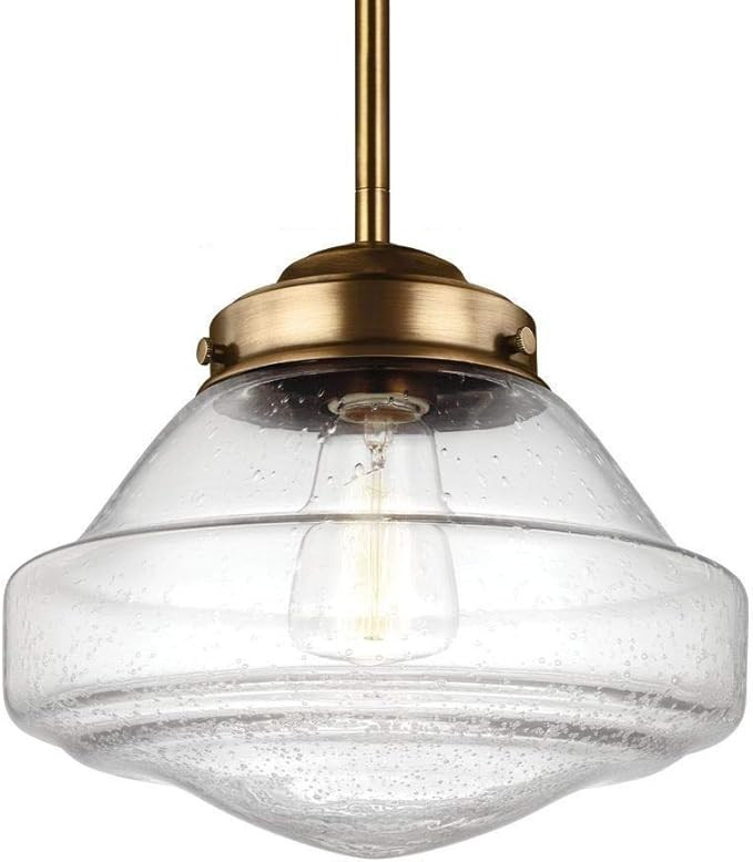 Feiss P1378AGB-LED Alcott LED Glass Pendant Lighting, 1-Light,watts, Aged Brass (10"W by 9"H) | Amazon (US)
