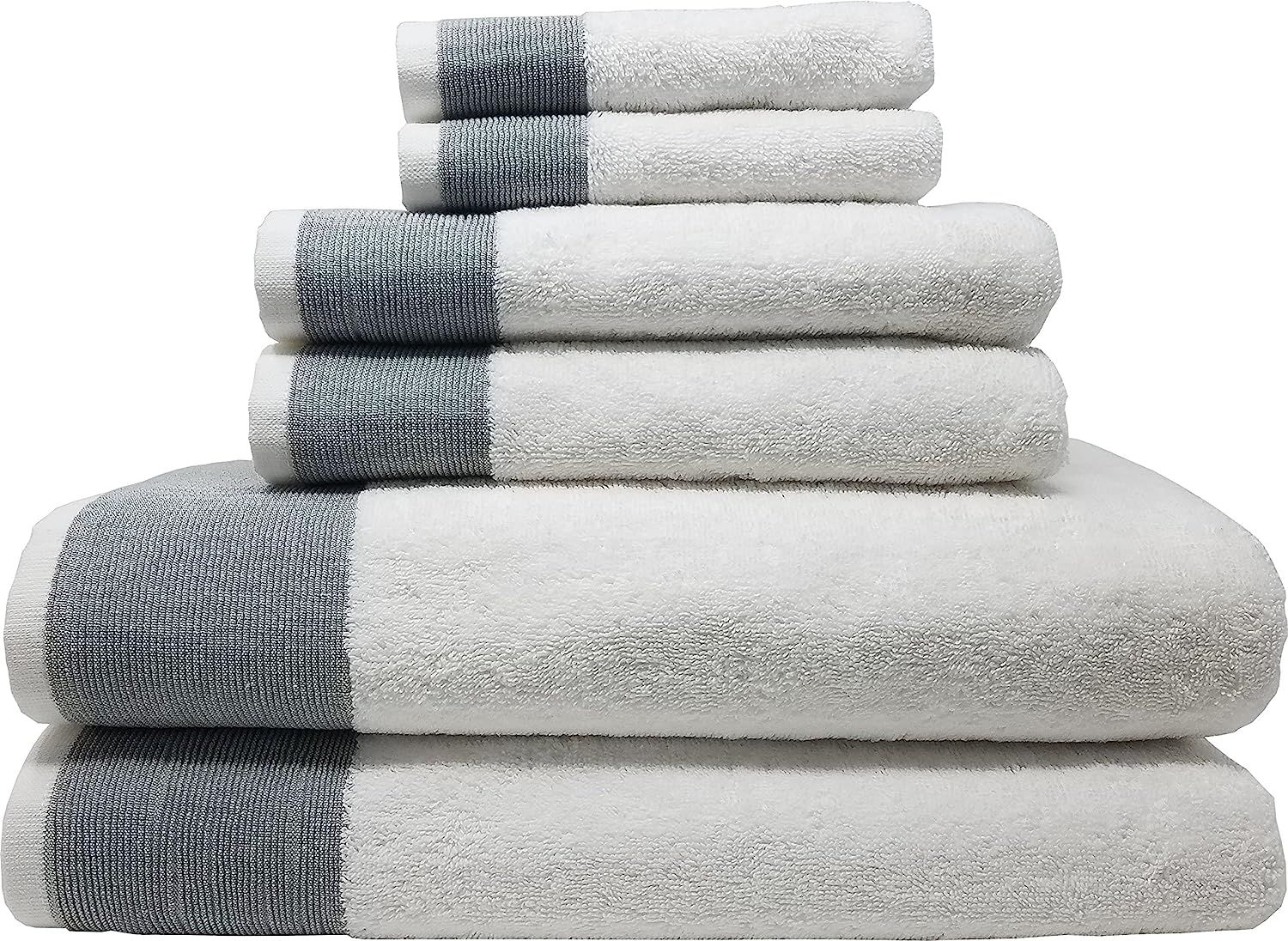 Venice 6 Piece Luxury 100 Percent Turkish Combed Cotton Towel Sets (Silver) | Amazon (US)