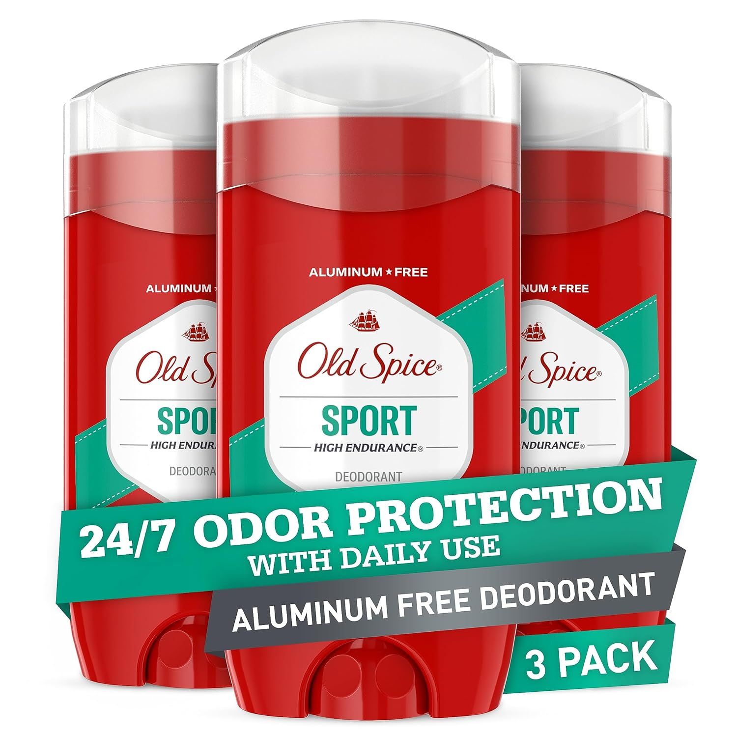 Old Spice Aluminum Free Deodorant for Men, High Endurance Sport, 24/7 Odor Protection, 3 Oz Each,... | Amazon (US)