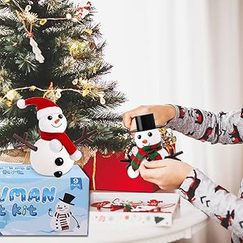 BANBBUR 9 Pack Build a Snowman Kit Snowman Crafts for Kids,Modeling Clay Snowman DIY Kit, Christm... | Amazon (US)