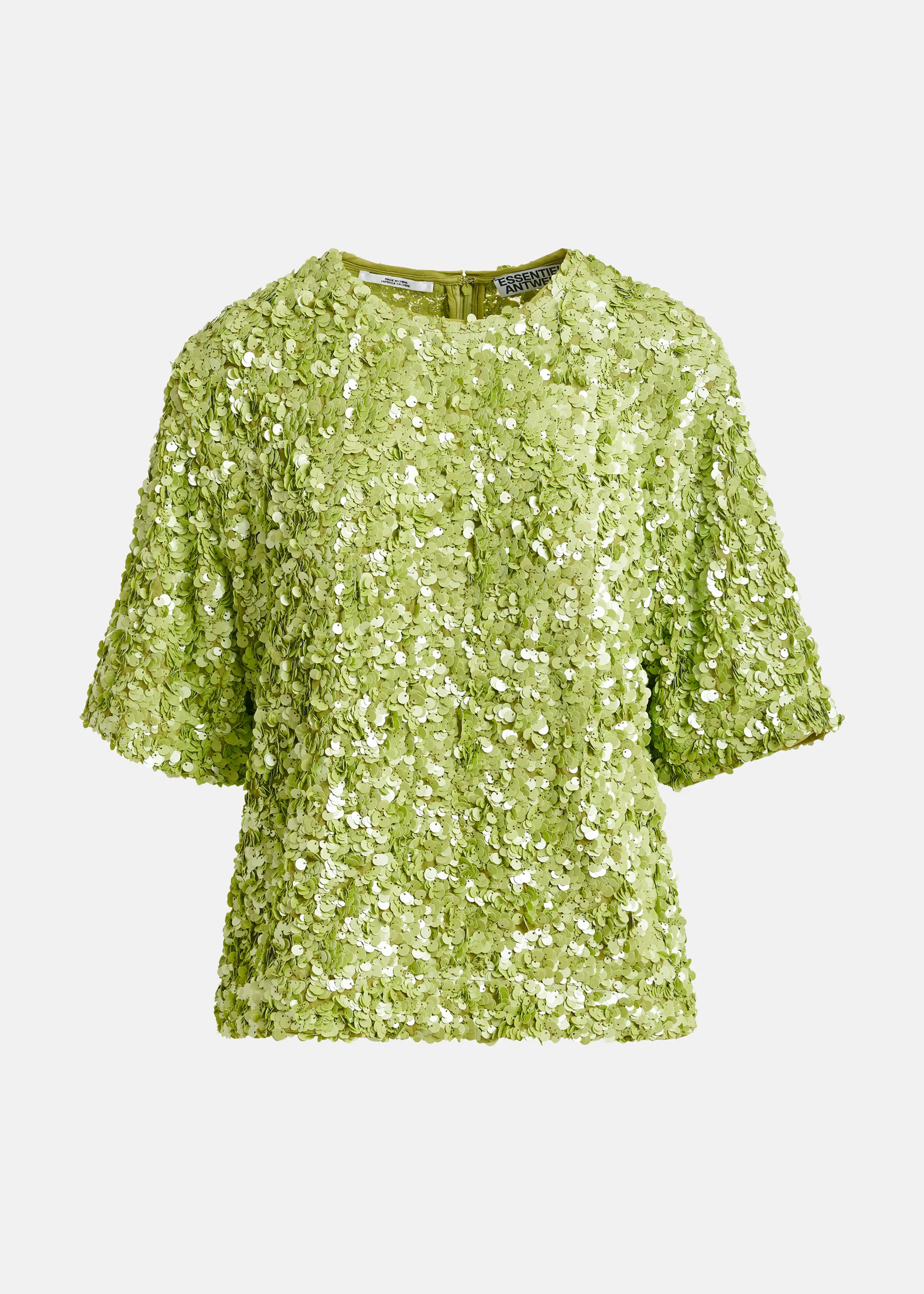 Green sequin-embellished top  | Essentiel Antwerp United States | Essentiel Antwerp