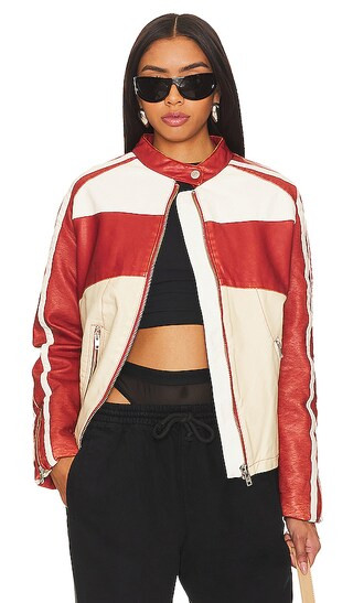 x Revolve Ryder Sport Moto Jacket in Red Combo | Revolve Clothing (Global)