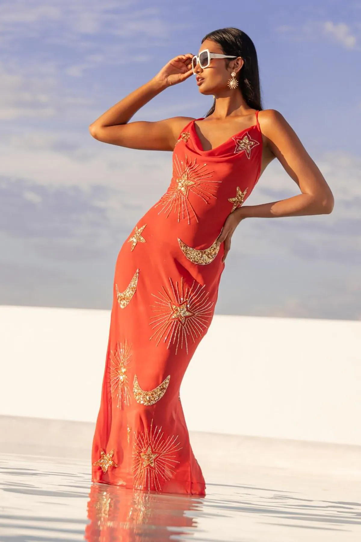 Beachwear | Premium Hand Embellished Celestial Cowl Neck Maxi Beach Dress | NastyGal | NastyGal UK