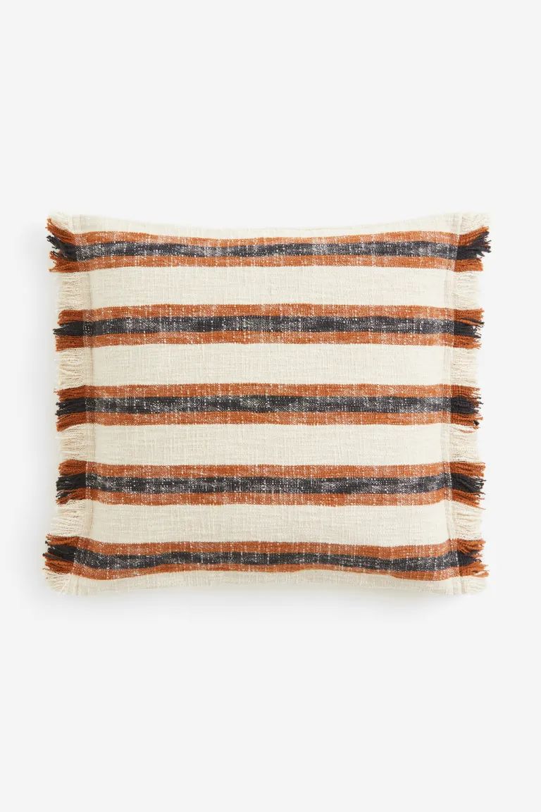 Cushion Cover with Fringe - Beige/striped - Home All | H&M US | H&M (US)