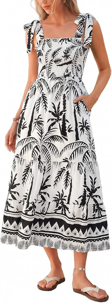 Kate Kasin Summer Womens Floral Boho Maxi Dress, Spaghetti Tie Strap Long Sun Dresses, 2026 Vacat... | Amazon (US)