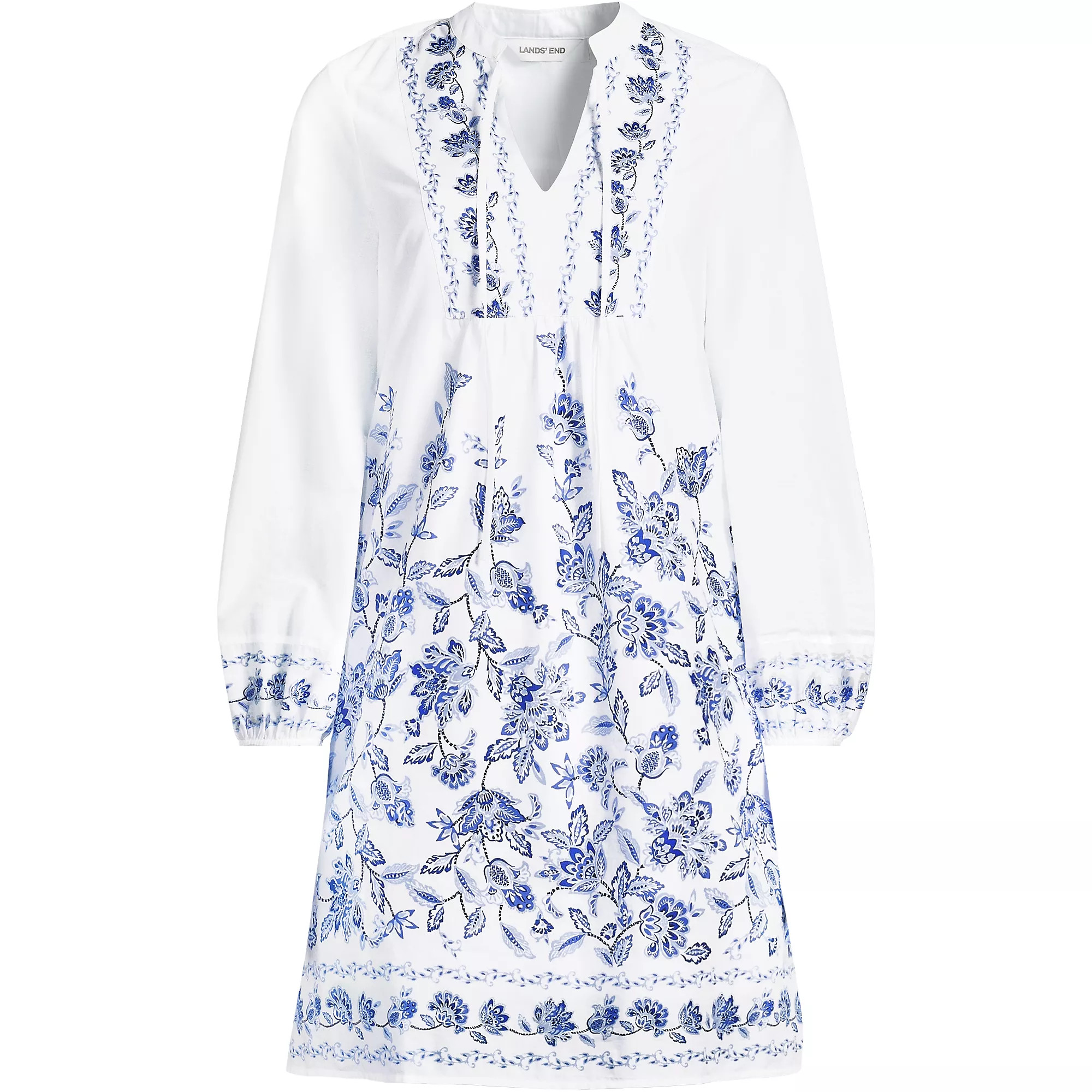 Women's Voile Tie Neck Dress | Lands' End (US)