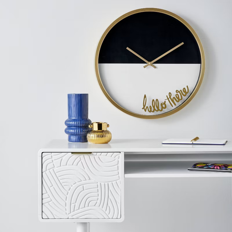 'Hello There' Oversized Wall Clock Black - Tabitha Brown for Target | Target