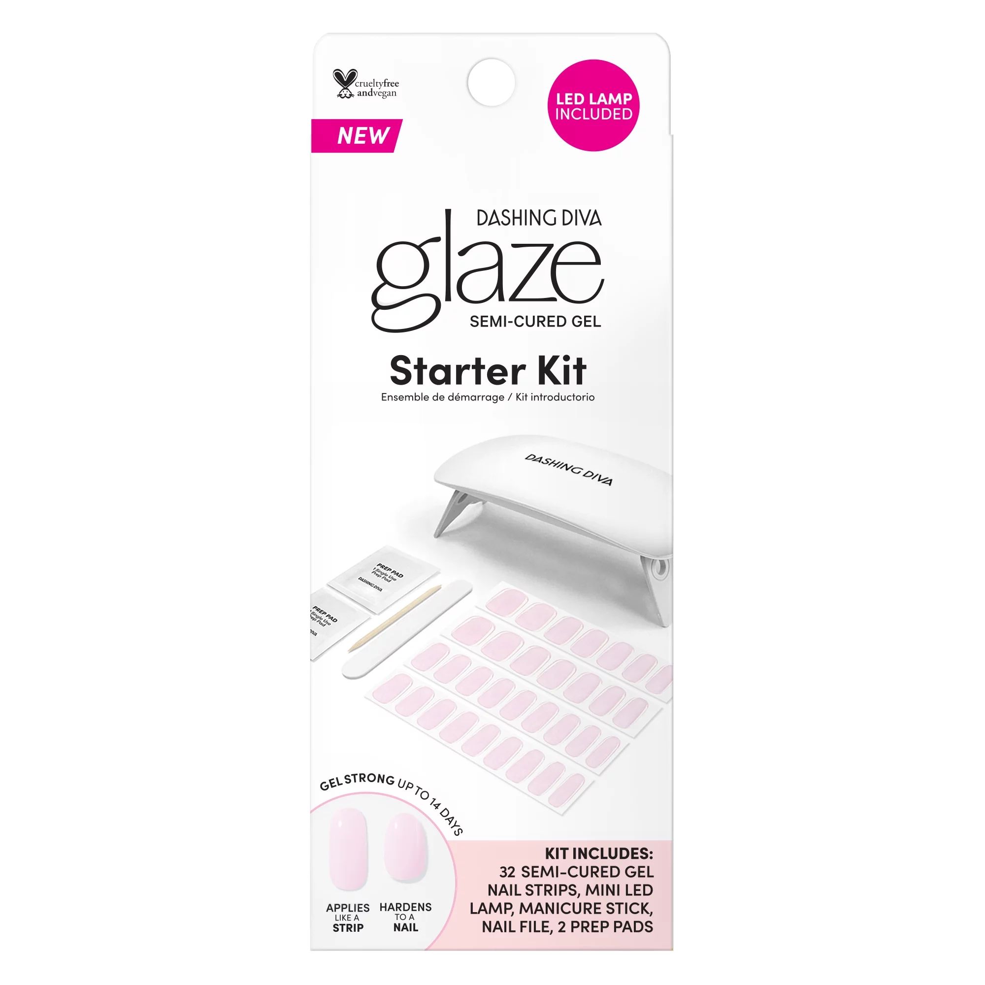 Dashing Diva Glaze Starter Kit with Mini LED Lamp, Pale Blush, 32ct | Walmart (US)