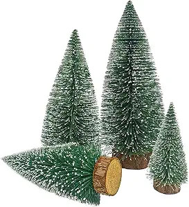 Dream Loom Mini Christmas Trees, 4pcs Sisal Trees with Wood Base, Bottle Brush Trees Xmas Tableto... | Amazon (US)