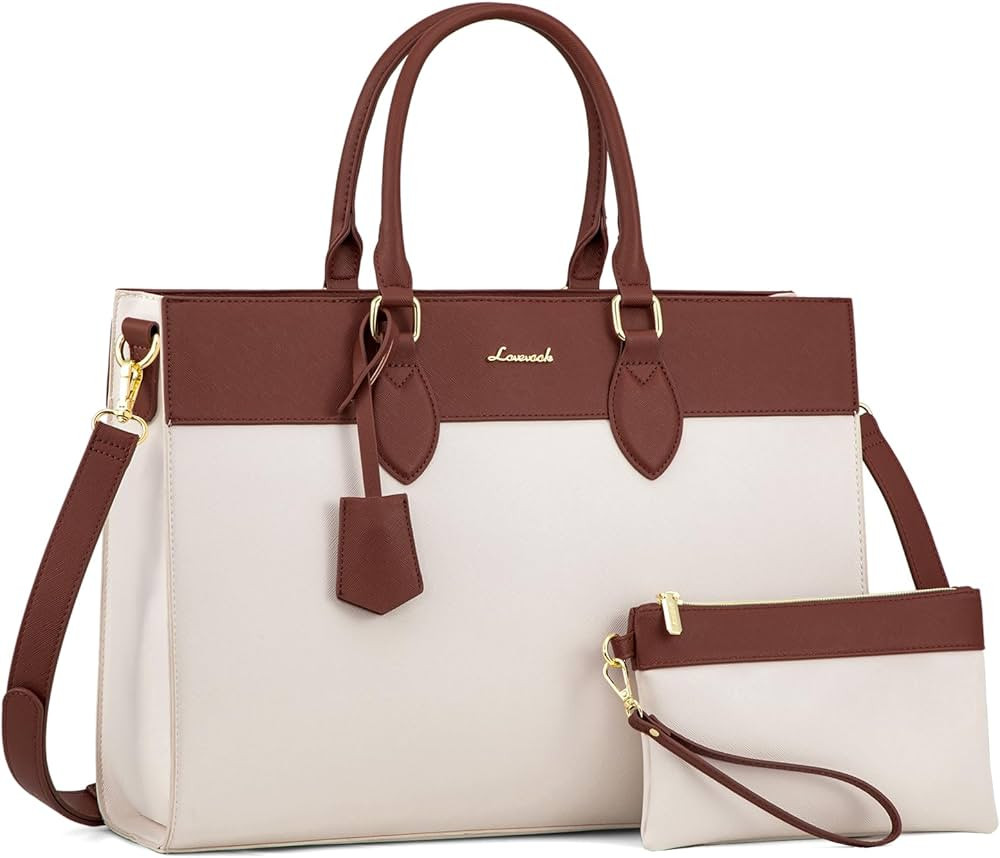 LOVEVOOK Laptop Tote Bag for Women, 15.6 inch Work Bag Purse, Waterproof Leather Women Business O... | Amazon (US)