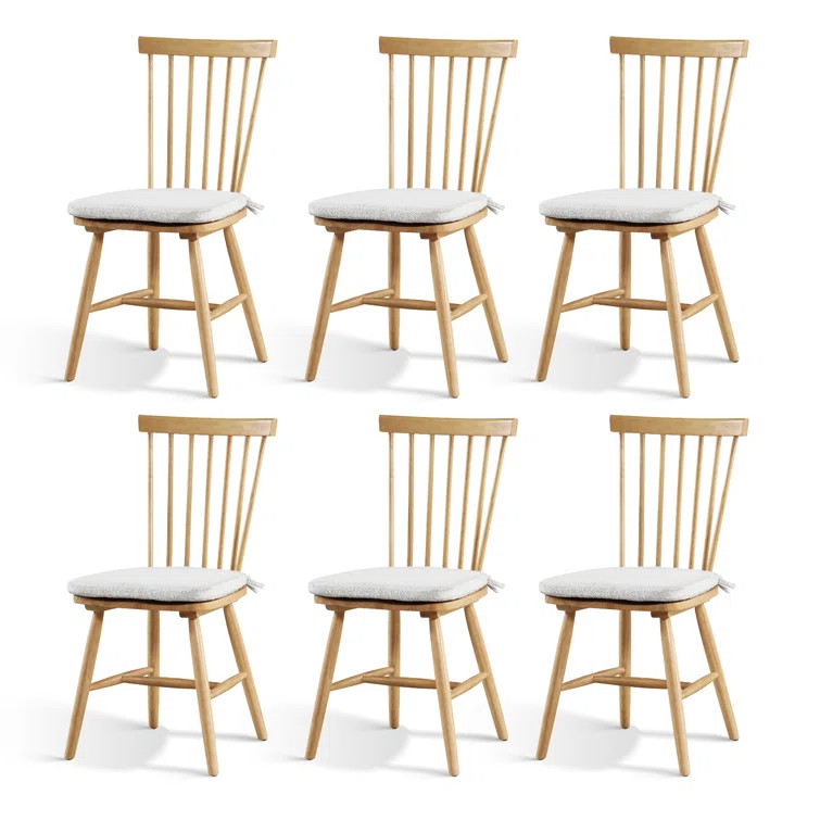 Windsor Back Solid Wood Dining Chair Side Chairs with Upholstered cushion | Wayfair North America