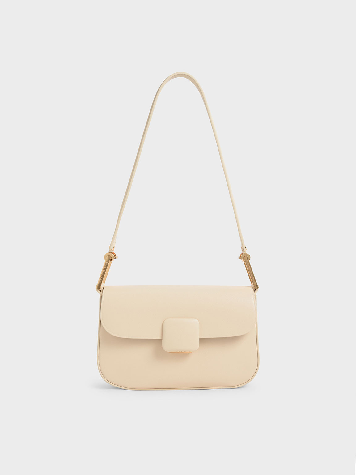 Koa Square Push-Lock Shoulder Bag
 - Beige | Charles & Keith EU