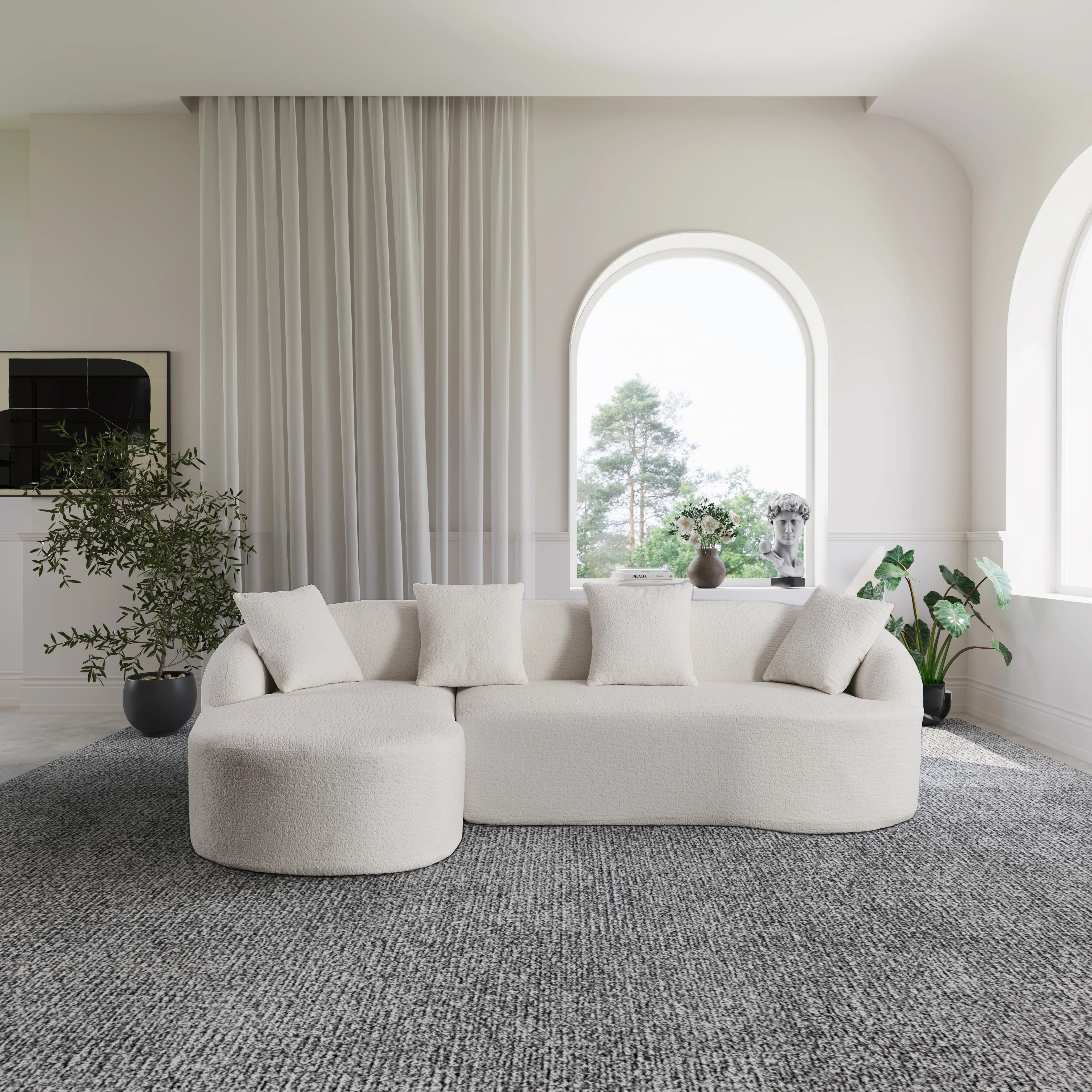 2-piece L-shaped Sectional Sofa With Curved Design And Left-facing Chaise | Wayfair North America