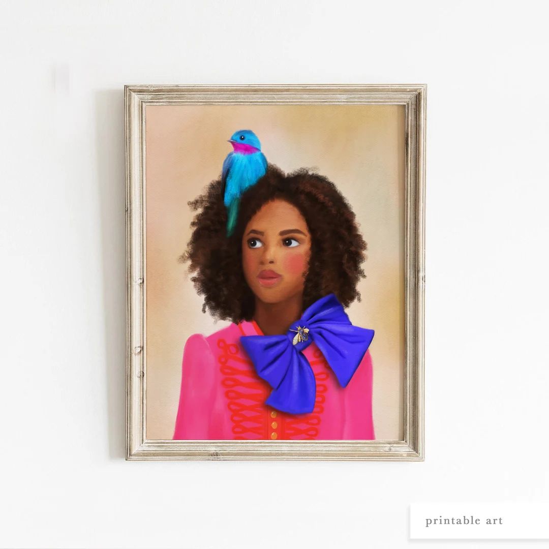 Black Girl Art, Printable Wall Art, Girls Portrait, Girls Room Decor, Whimsical Art, Teen Room De... | Etsy (US)