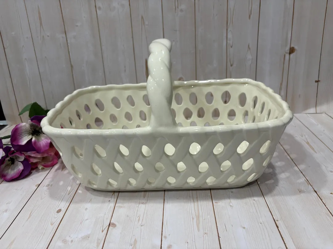 Portmeirion Valerie Ceramic Basket - Woven Pottery Fruit Dish | Etsy (US)