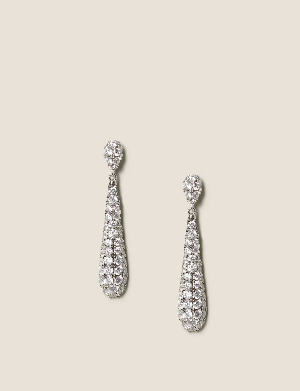 Platinum Plated Cubic Zirconia Stick Drop Earrings | Marks & Spencer (UK)