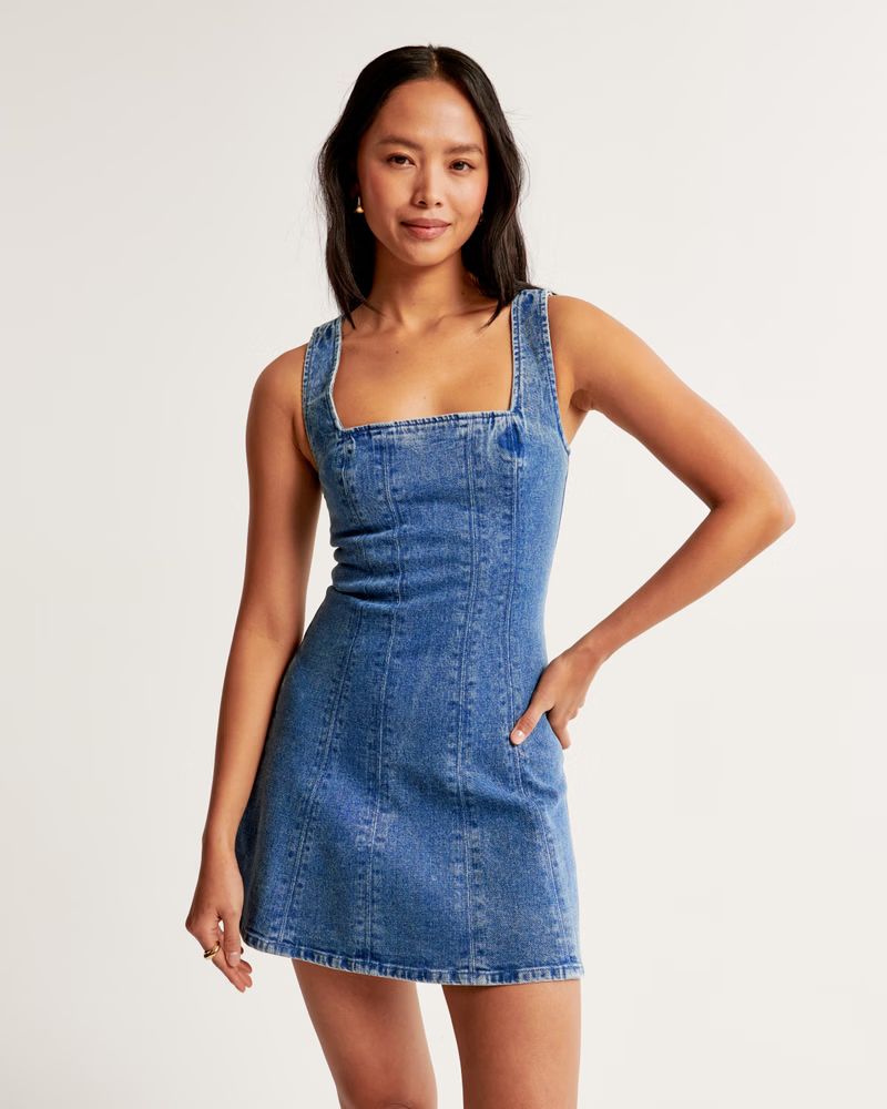 Women's Denim A-Line Mini Dress | Women's New Arrivals | Abercrombie.com | Abercrombie & Fitch (US)