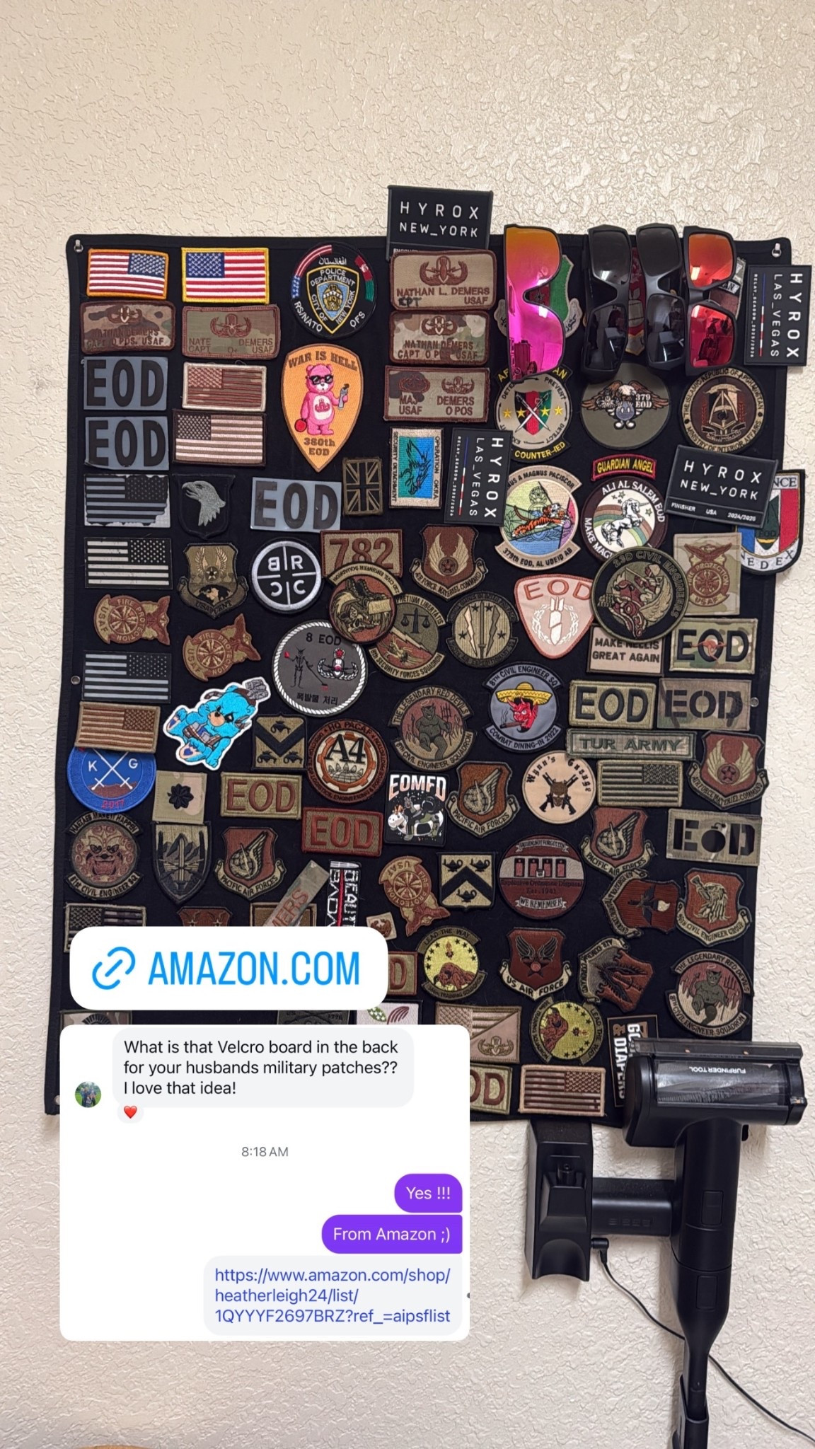This would be a great gift for your military member! My husband puts all of his patches on it. 

AmazonFind
MilitaryPatches
MilitaryLife
 

 

#LTKdayinmylife #LTKstorytime #LTKHome