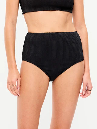 High-Waisted Ribbed Bikini Swim Bottoms | Old Navy (US)