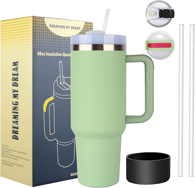 40oz Tumbler with Handle, H2.0 Quencher Tumbler Reusable Vacuum, Insulated Tumbler With Lid and S... | Amazon (US)