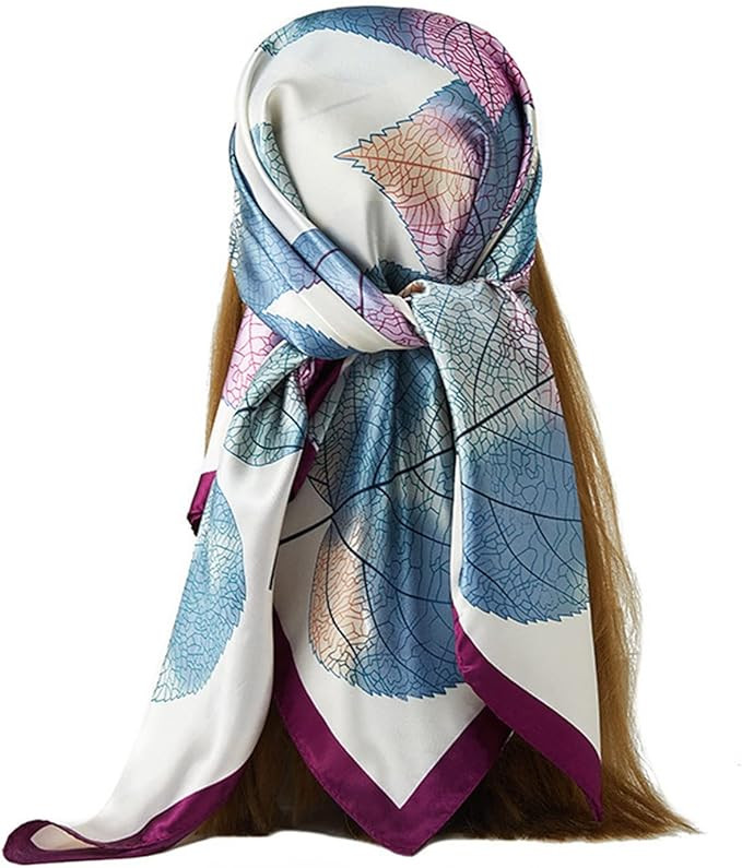 Altsuceser Women's Lightweight Maple Print Satin Fashion Scarves Square Silk Scarf Hair Wrap Shaw... | Amazon (US)