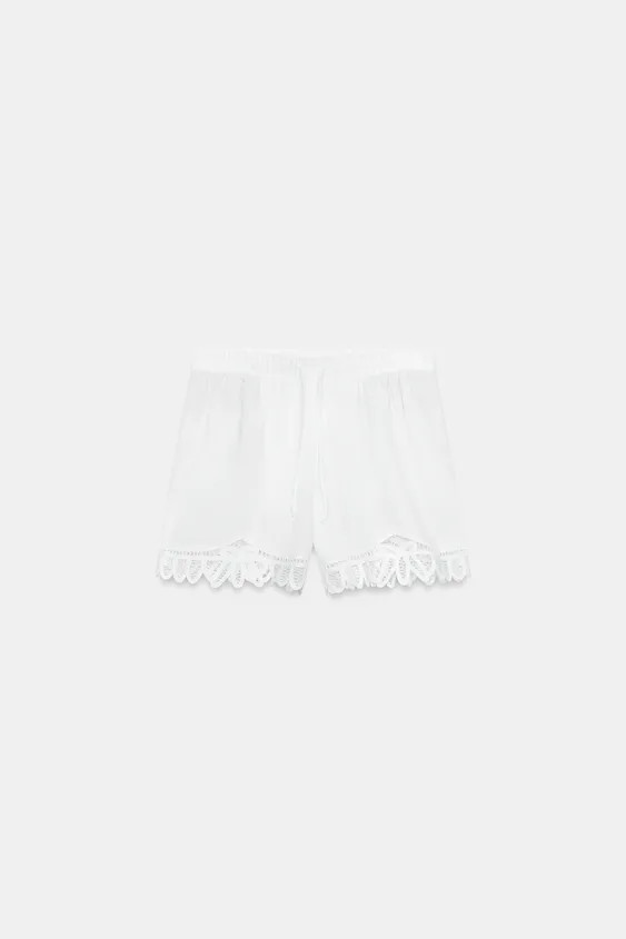 EMBROIDERED LINEN BLEND SHORTS ZW COLLECTION | Zara US