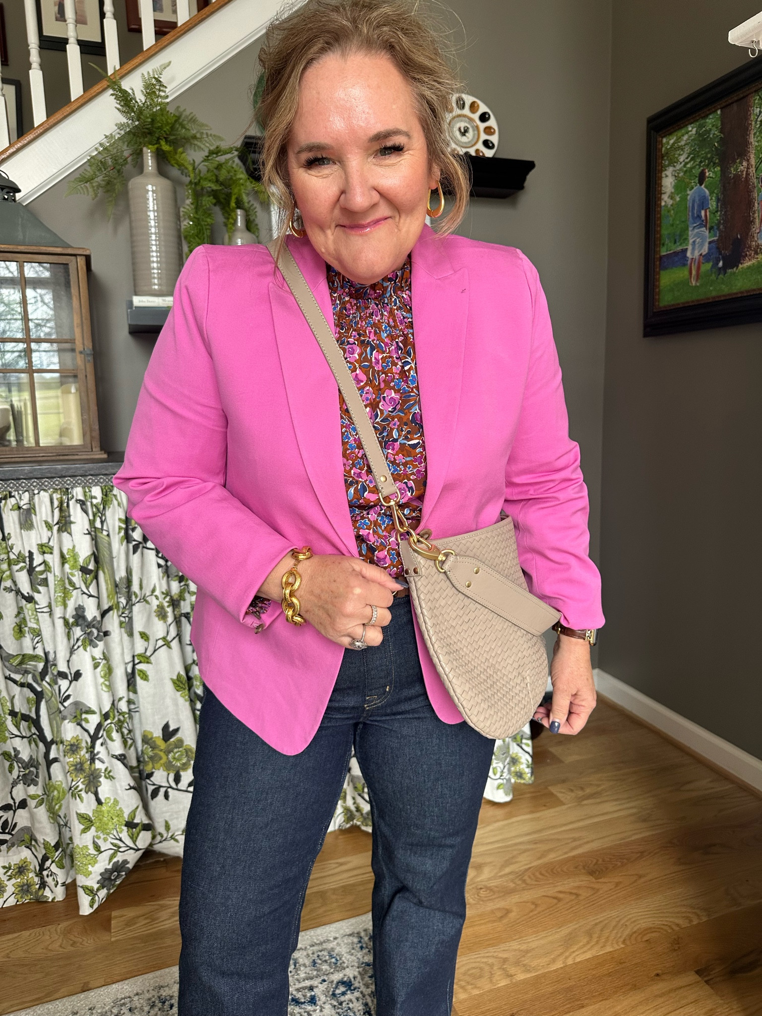 Today’s #ootd for a networking meetup. 
Blazer size 14
Blouse size large 
Jeans size XL reg 10% off and free shipping with code NANETTEXSPANX 

My purse is sold out, but linking several that I’ve caught my eye

#LTKfindsunder100 #LTKworkwear #LTKover40
