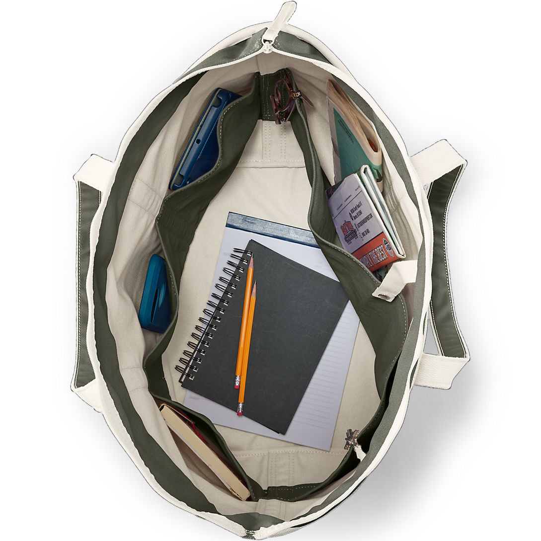 Extra Large Natural 5 Pocket Zip Top Long Handle Canvas Tote Bag | Lands' End (US)