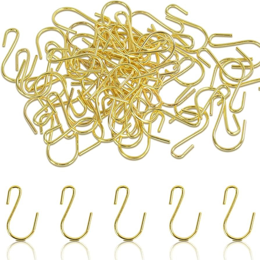 60 Pack S Hooks - Heavy Duty Gold Mini S Hooks for Jewelry, Plants, Necklaces, Key Rings & Pet Ta... | Amazon (US)
