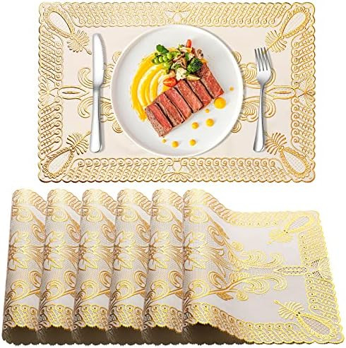 Placemats-Kitchen Table Mat-for Dining Table Non-Slip Washable Heat Resistant Plate Mat Rectangle... | Amazon (US)