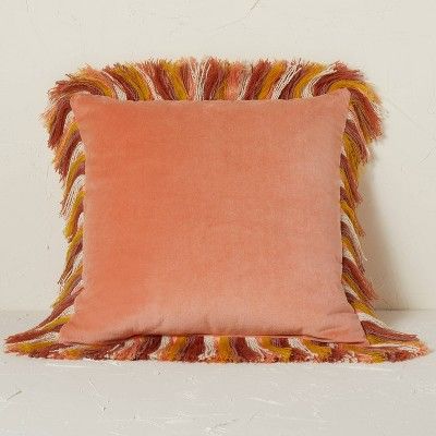 Velvet Square Throw Pillow with Fringe Terracotta - Opalhouse&#8482; designed with Jungalow&#8482... | Target