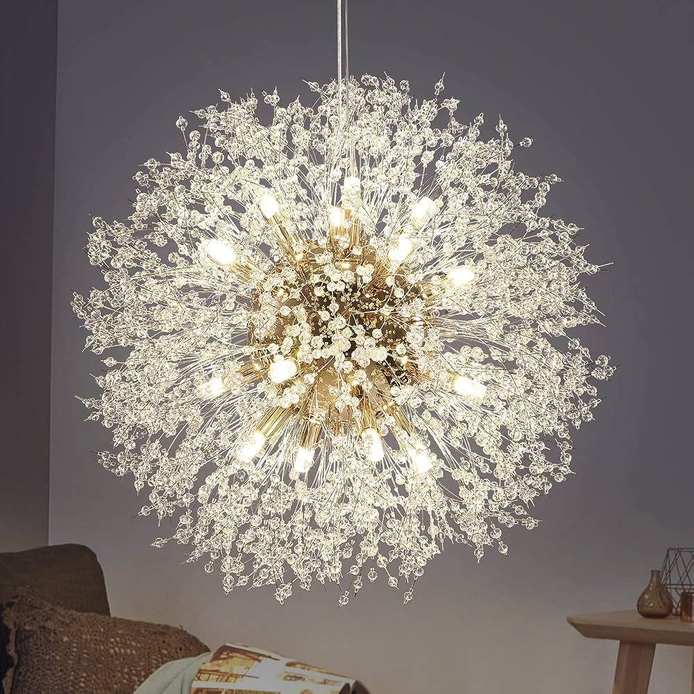 23.6" Gold Modern Crystal Chandeliers Firework, Bubble Chandelier Lighting for Bathroom Dining Ro... | Amazon (US)